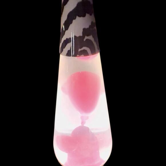 Vintage Lava Lite Lamp Zebra Black White Theme Clear Liquid Pink Lava 16” Y2K - Picture 1 of 14